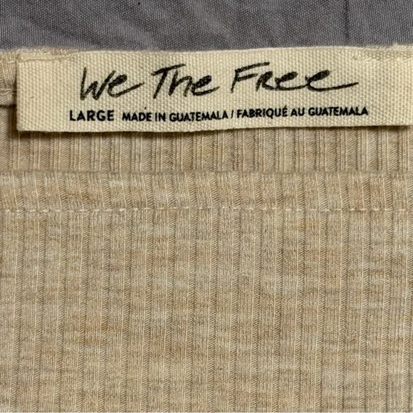 We The Free Ribbed Square Neck Top with Puffed Sleeves Tag Size L - Runs small - Picture 6 of 10